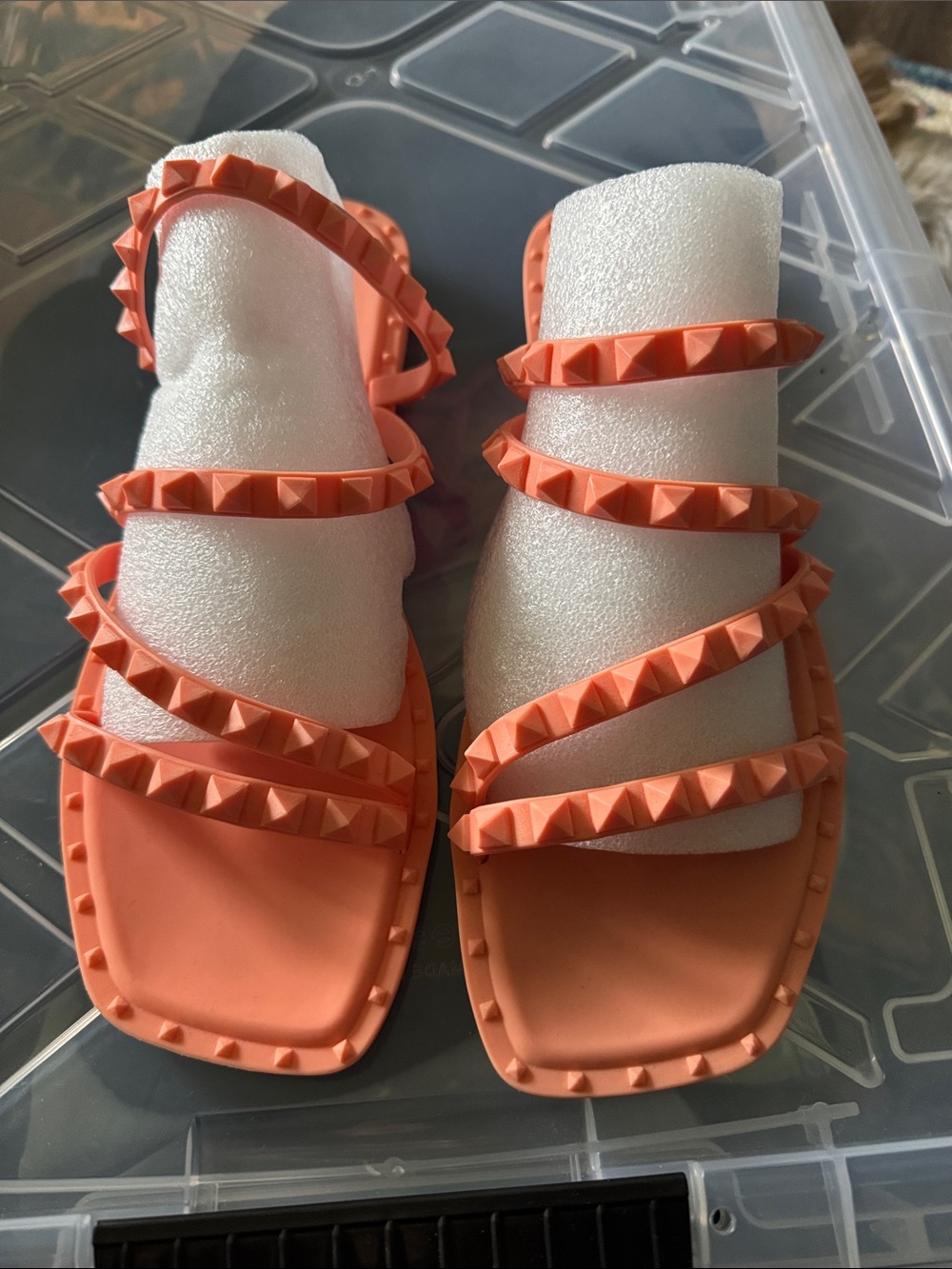 Steve Madden Studded Strappy Sandals in Coral Pink - Women's